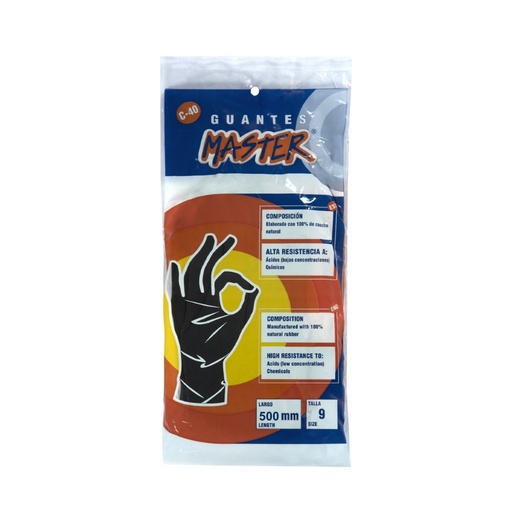 [ITM000000282] Guante Industrial Negro C40 Talla 9 Extra Largo 500 mm Master