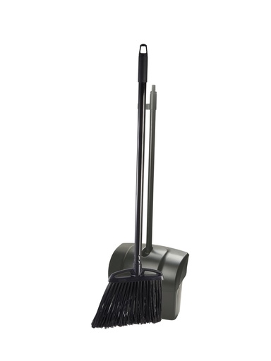 [KIT6912BK] PREDATOR Recogedor vertical con tapa incluye escoba angulada para lobby con mango de 72 cm TRUST