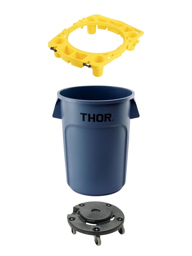 [KIT1014GY] Carro de limpieza combinado THOR contenedor redondo 166L TRUST