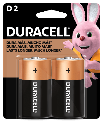 [ITM000001381] Baterias D2 Duracell Hanging Card x2 Paq x1